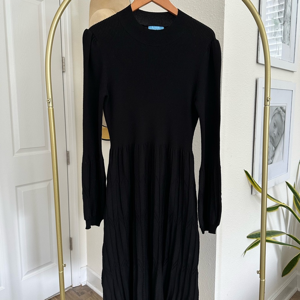 Draper James Black Long Sleeve Midi Dress